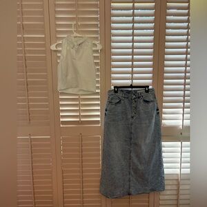 Blank NYC Light Blue Denim Jeans + Athleta crop tops